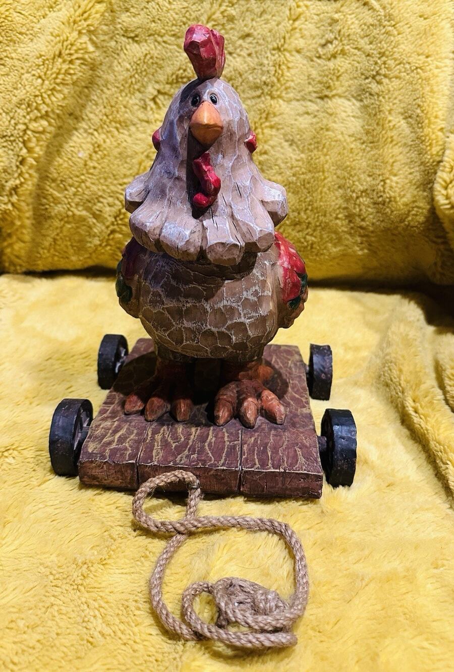 Rooster Resin Tabletop Figurine Metal Feathers Bobble Head 10” Tall Rustic Chic